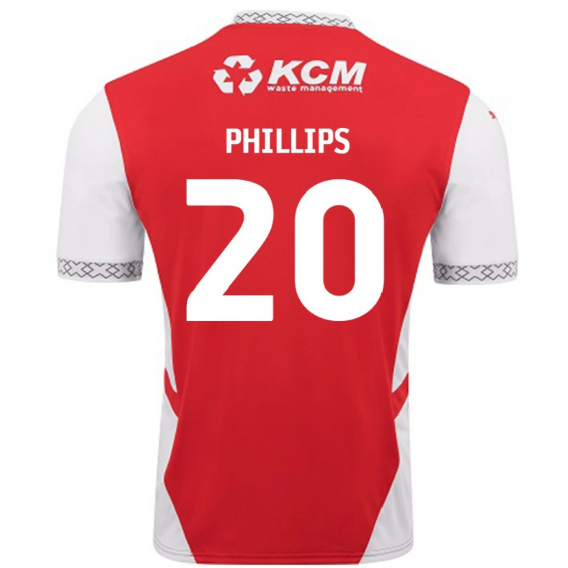 Danxen Niño Camiseta Dillon Phillips #20 Rojo Blanco 1ª Equipación 2024/25 La Camisa