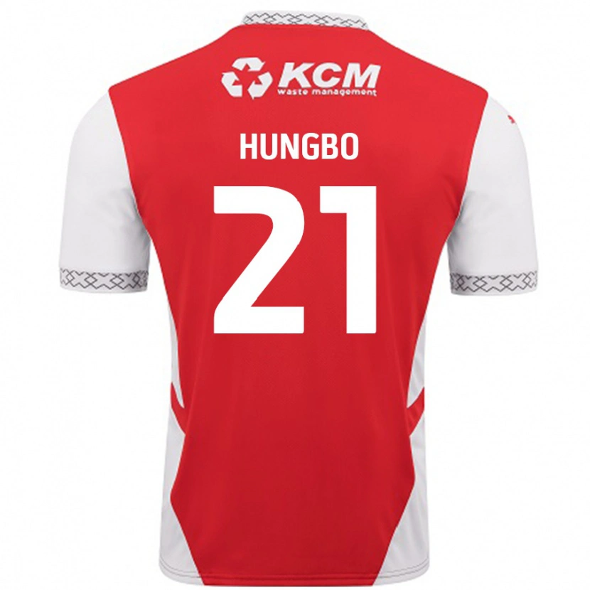 Danxen Niño Camiseta Joseph Hungbo #21 Rojo Blanco 1ª Equipación 2024/25 La Camisa