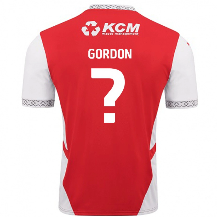 Danxen Niño Camiseta Owain Gordon #0 Rojo Blanco 1ª Equipación 2024/25 La Camisa