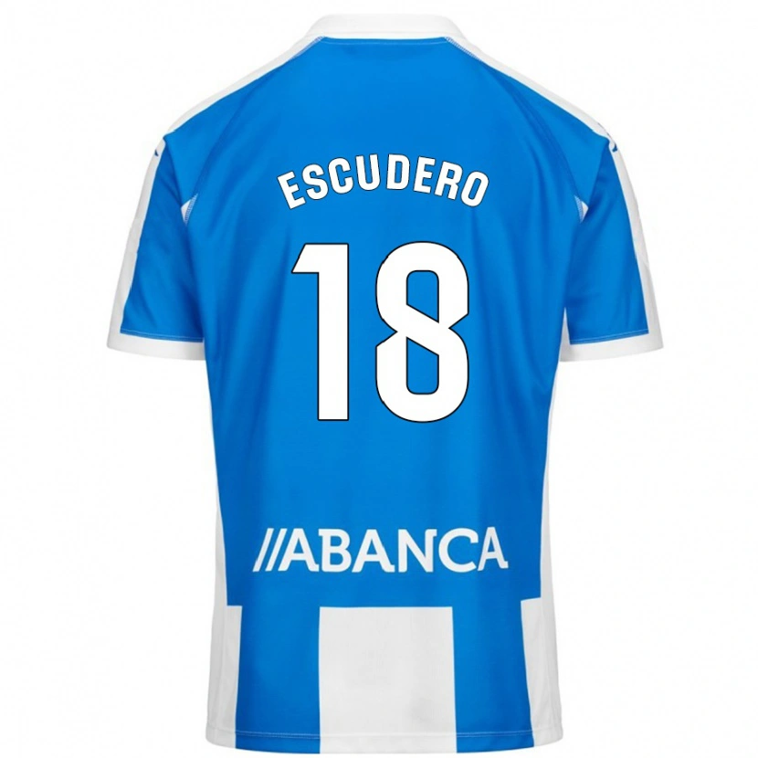 Danxen Niño Camiseta Sergio Escudero #18 Azul Blanco 1ª Equipación 2024/25 La Camisa