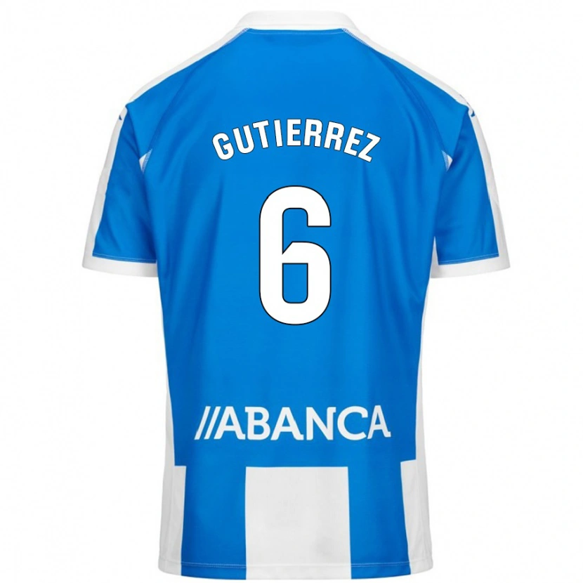 Danxen Niño Camiseta Paula Gutiérrez #6 Azul Blanco 1ª Equipación 2024/25 La Camisa