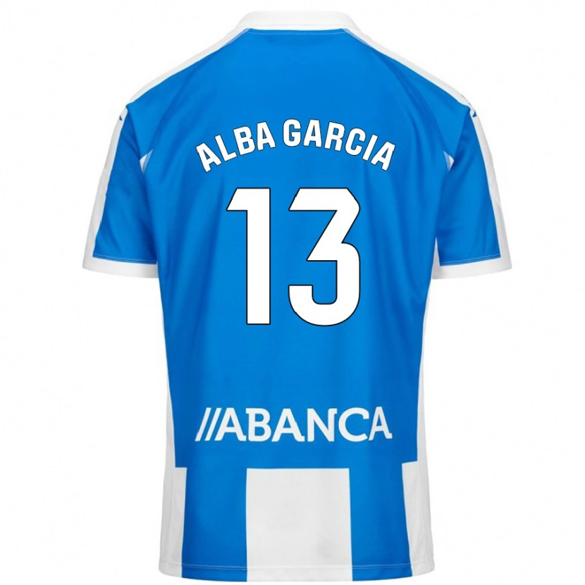 Danxen Niño Camiseta Lucía Alba García #13 Azul Blanco 1ª Equipación 2024/25 La Camisa