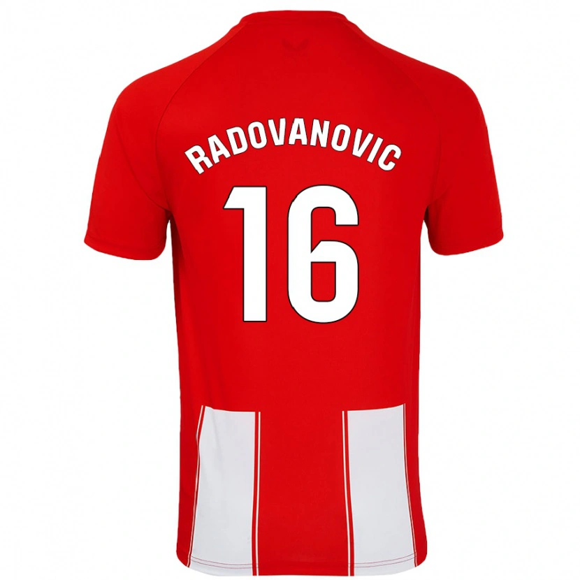 Danxen Niño Camiseta Aleksandar Radovanovic #16 Rojo Blanco 1ª Equipación 2024/25 La Camisa