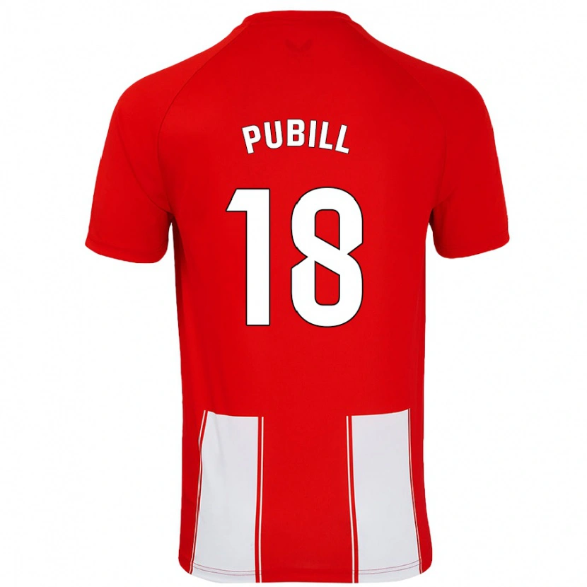 Danxen Niño Camiseta Marc Pubill #18 Rojo Blanco 1ª Equipación 2024/25 La Camisa