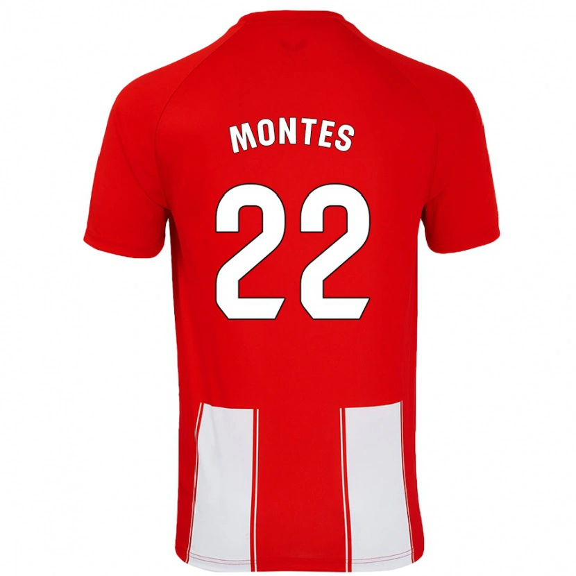 Danxen Niño Camiseta César Montes #22 Rojo Blanco 1ª Equipación 2024/25 La Camisa