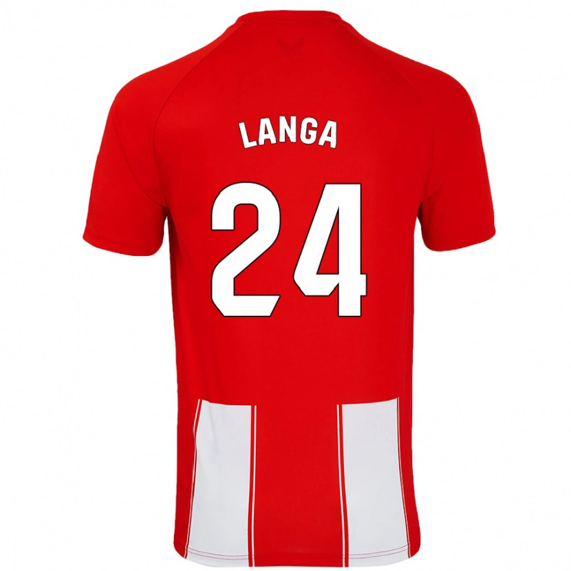 Danxen Niño Camiseta Bruno Langa #24 Rojo Blanco 1ª Equipación 2024/25 La Camisa