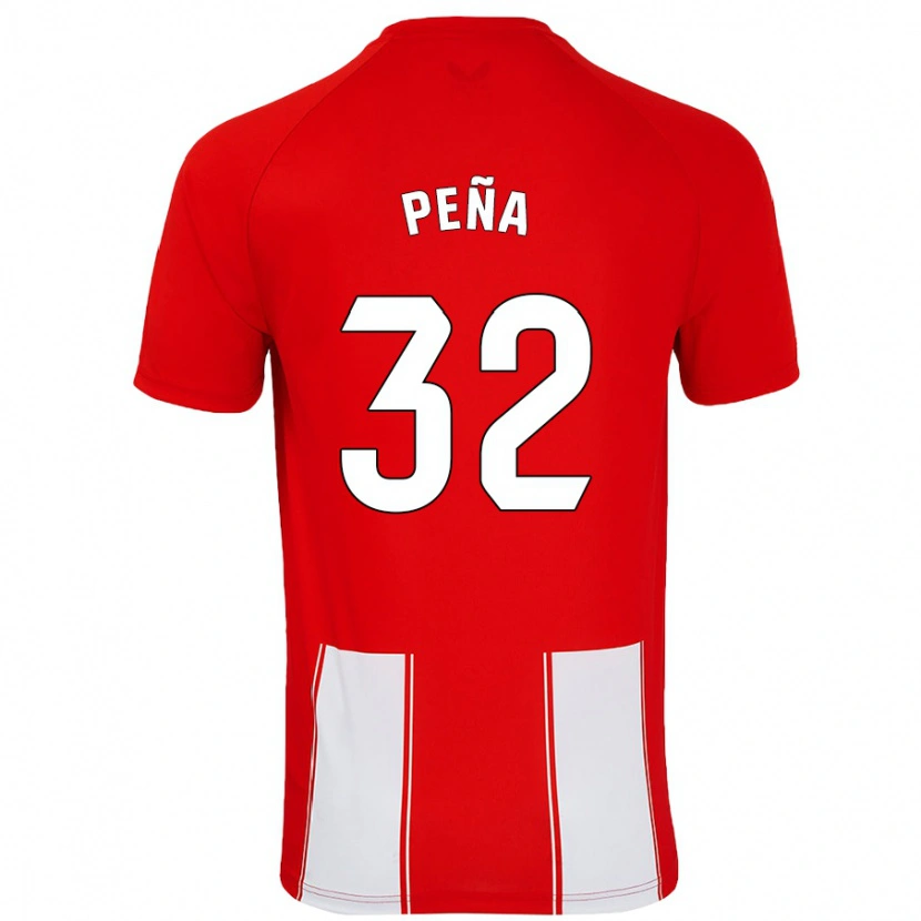 Danxen Niño Camiseta Marcos Peña #32 Rojo Blanco 1ª Equipación 2024/25 La Camisa