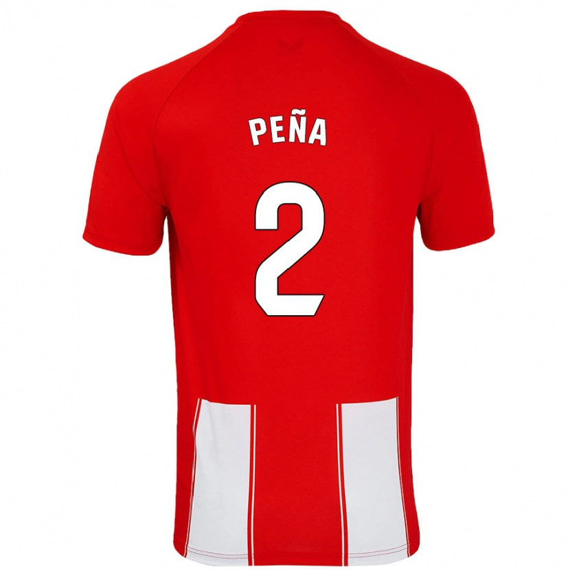 Danxen Niño Camiseta Miguel Peña #2 Rojo Blanco 1ª Equipación 2024/25 La Camisa