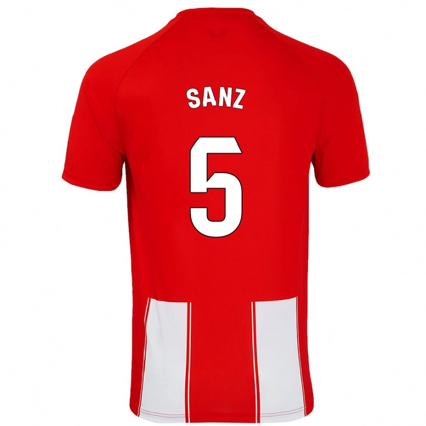 Danxen Niño Camiseta Paco Sanz #5 Rojo Blanco 1ª Equipación 2024/25 La Camisa