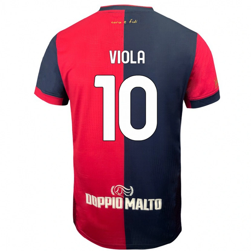 Danxen Niño Camiseta Nicolas Viola #10 Rojo Azul Más Oscuro 1ª Equipación 2024/25 La Camisa