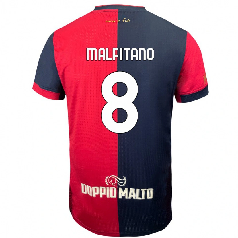 Danxen Niño Camiseta Roberto Malfitano #8 Rojo Azul Más Oscuro 1ª Equipación 2024/25 La Camisa