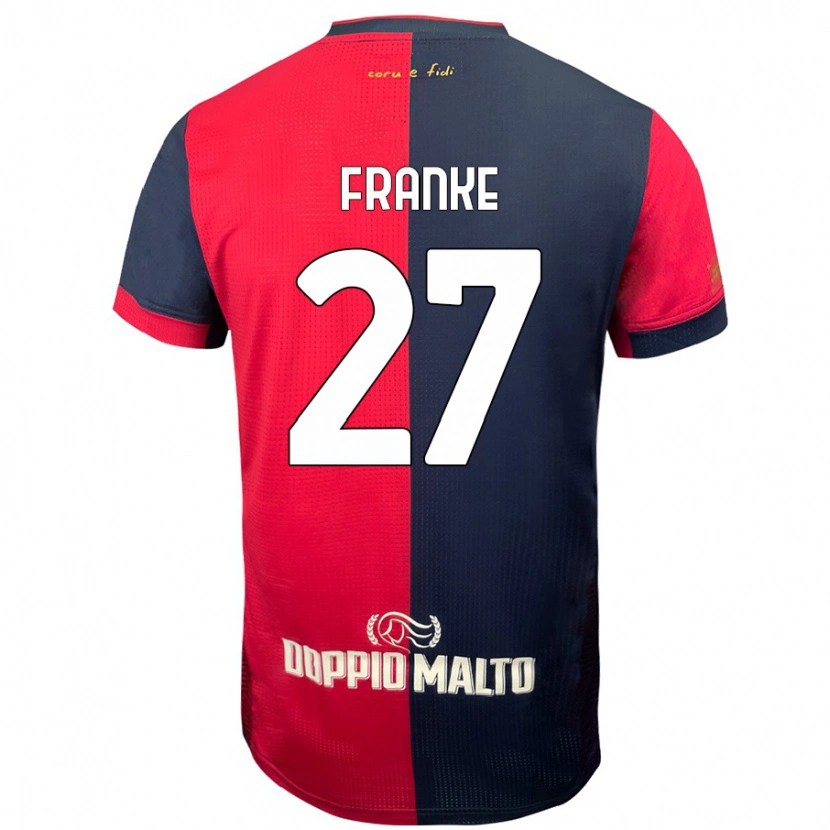 Danxen Niño Camiseta Antoni Franke #27 Rojo Azul Más Oscuro 1ª Equipación 2024/25 La Camisa