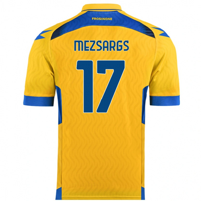 Danxen Niño Camiseta Kristians Mezsargs #17 Amarillo 1ª Equipación 2024/25 La Camisa