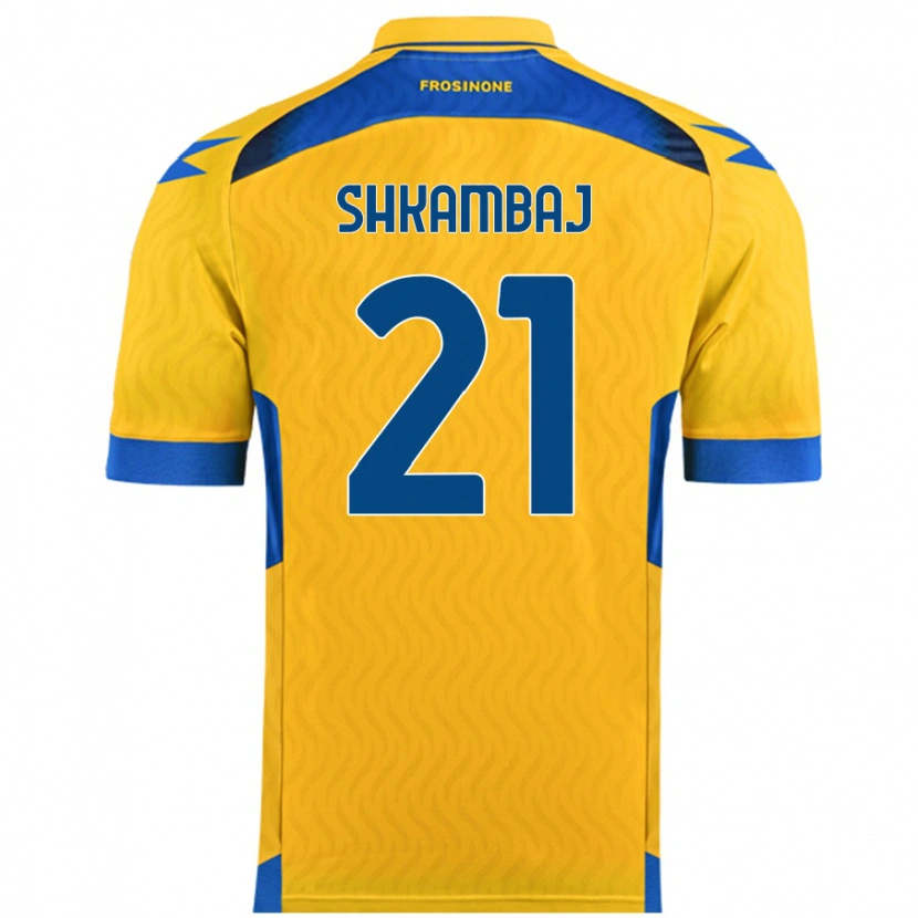 Danxen Niño Camiseta Ardit Shkambaj #21 Amarillo 1ª Equipación 2024/25 La Camisa