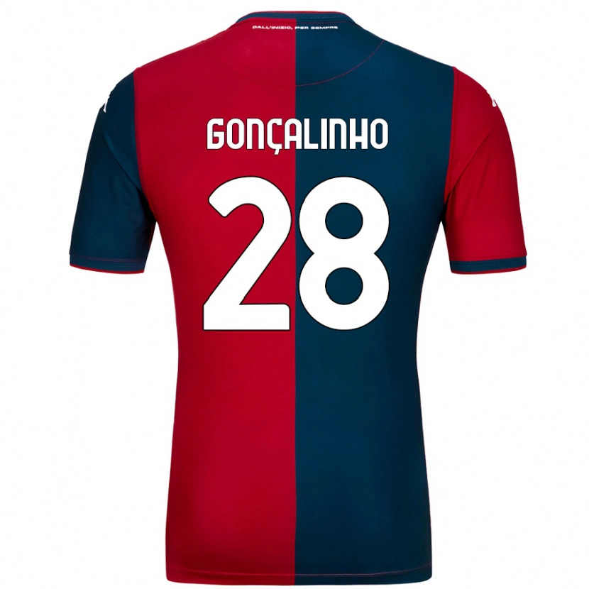 Danxen Niño Camiseta João Gonçalinho #28 Rojo Azul Oscuro 1ª Equipación 2024/25 La Camisa