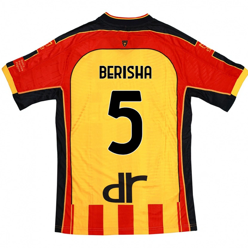 Danxen Niño Camiseta Medon Berisha #5 Amarillo Rojo 1ª Equipación 2024/25 La Camisa