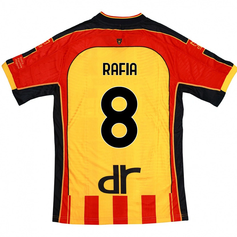 Danxen Niño Camiseta Hamza Rafia #8 Amarillo Rojo 1ª Equipación 2024/25 La Camisa