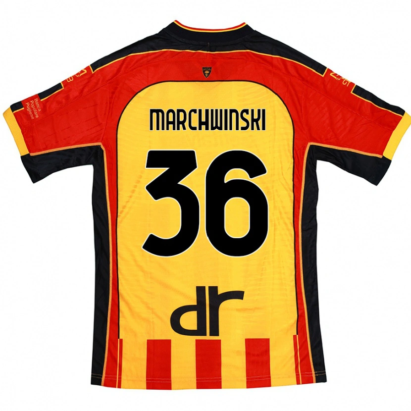 Danxen Niño Camiseta Filip Marchwinski #36 Amarillo Rojo 1ª Equipación 2024/25 La Camisa