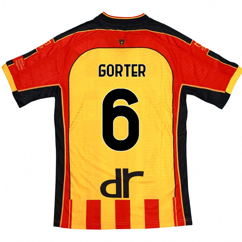 Danxen Niño Camiseta Olaf Gorter #6 Amarillo Rojo 1ª Equipación 2024/25 La Camisa