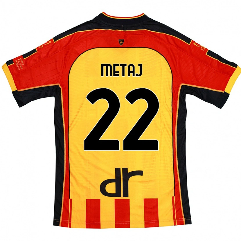 Danxen Niño Camiseta Dejvi Metaj #22 Amarillo Rojo 1ª Equipación 2024/25 La Camisa