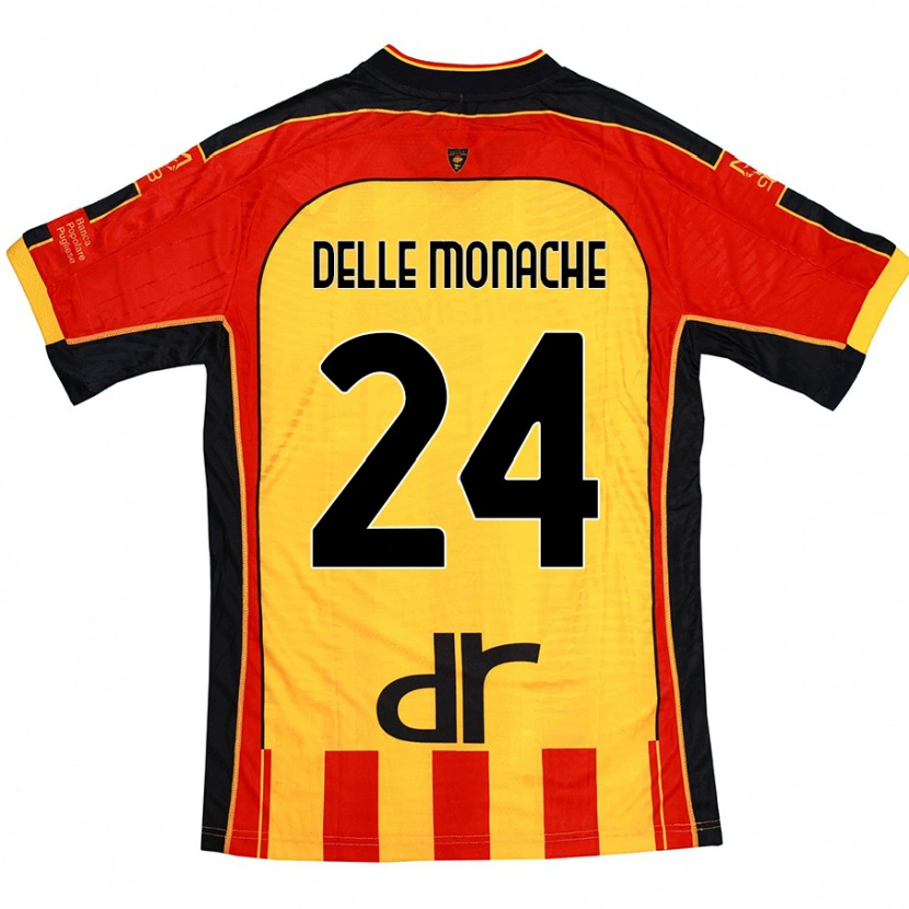 Danxen Niño Camiseta Marco Delle Monache #24 Amarillo Rojo 1ª Equipación 2024/25 La Camisa