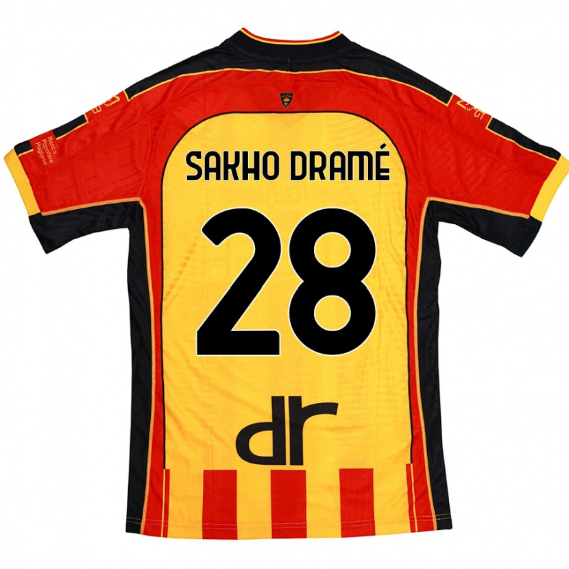 Danxen Niño Camiseta Samba Sakho Dramé #28 Amarillo Rojo 1ª Equipación 2024/25 La Camisa