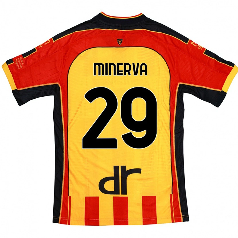 Danxen Niño Camiseta Francesco Minerva #29 Amarillo Rojo 1ª Equipación 2024/25 La Camisa