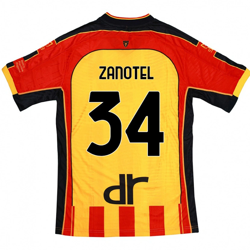 Danxen Niño Camiseta Giovanni Zanotel #34 Amarillo Rojo 1ª Equipación 2024/25 La Camisa