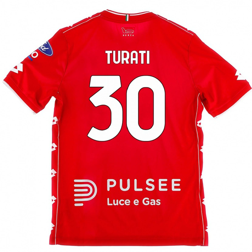 Danxen Niño Camiseta Stefano Turati #30 Rojo Blanco 1ª Equipación 2024/25 La Camisa