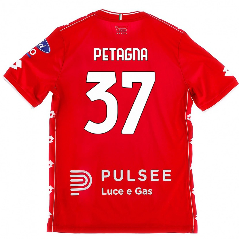 Danxen Niño Camiseta Andrea Petagna #37 Rojo Blanco 1ª Equipación 2024/25 La Camisa