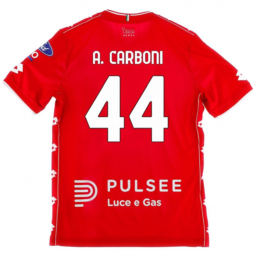 Danxen Niño Camiseta Andrea Carboni #44 Rojo Blanco 1ª Equipación 2024/25 La Camisa