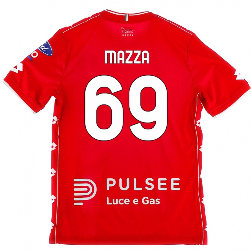 Danxen Niño Camiseta Andrea Mazza #69 Rojo Blanco 1ª Equipación 2024/25 La Camisa