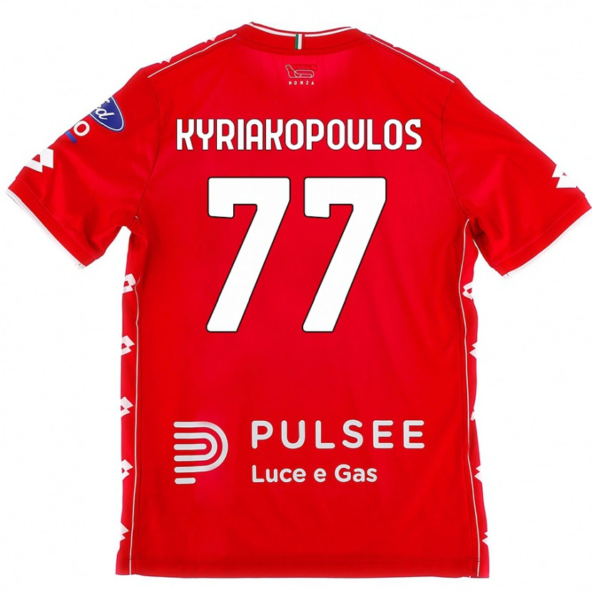 Danxen Niño Camiseta Georgios Kyriakopoulos #77 Rojo Blanco 1ª Equipación 2024/25 La Camisa