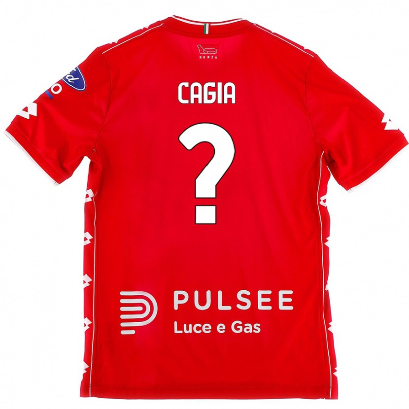 Danxen Niño Camiseta Gabriele Cagia #0 Rojo Blanco 1ª Equipación 2024/25 La Camisa