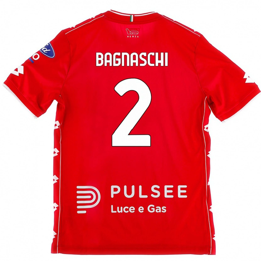 Danxen Niño Camiseta Alessandro Bagnaschi #2 Rojo Blanco 1ª Equipación 2024/25 La Camisa