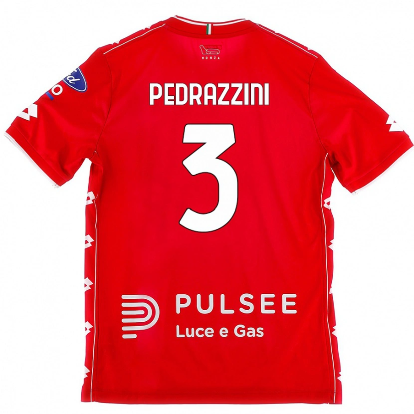 Danxen Niño Camiseta Carlo Pedrazzini #3 Rojo Blanco 1ª Equipación 2024/25 La Camisa