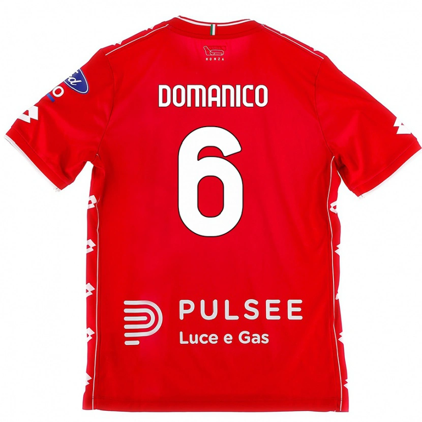 Danxen Niño Camiseta Saverio Domanico #6 Rojo Blanco 1ª Equipación 2024/25 La Camisa