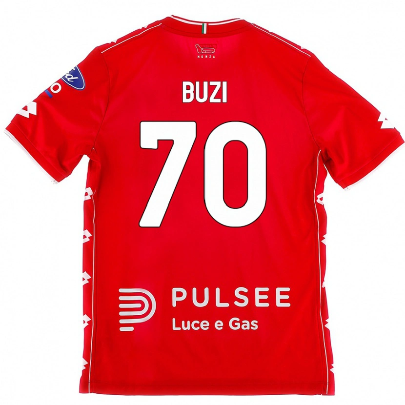 Danxen Niño Camiseta Luis Buzi #70 Rojo Blanco 1ª Equipación 2024/25 La Camisa