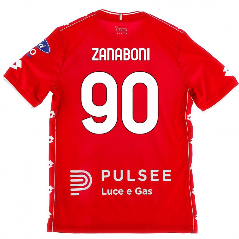 Danxen Niño Camiseta Emanuele Zanaboni #90 Rojo Blanco 1ª Equipación 2024/25 La Camisa