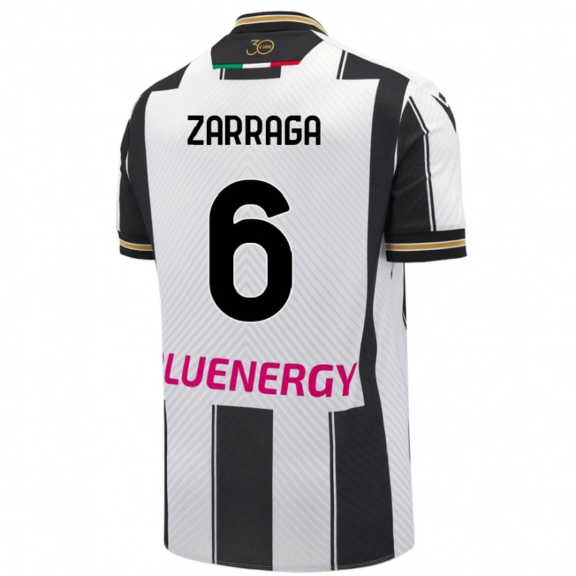 Danxen Niño Camiseta Oier Zarraga #6 Blanco Negro 1ª Equipación 2024/25 La Camisa