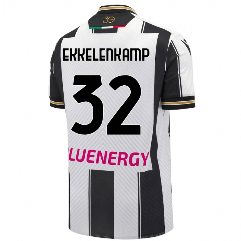 Danxen Niño Camiseta Jurgen Ekkelenkamp #32 Blanco Negro 1ª Equipación 2024/25 La Camisa