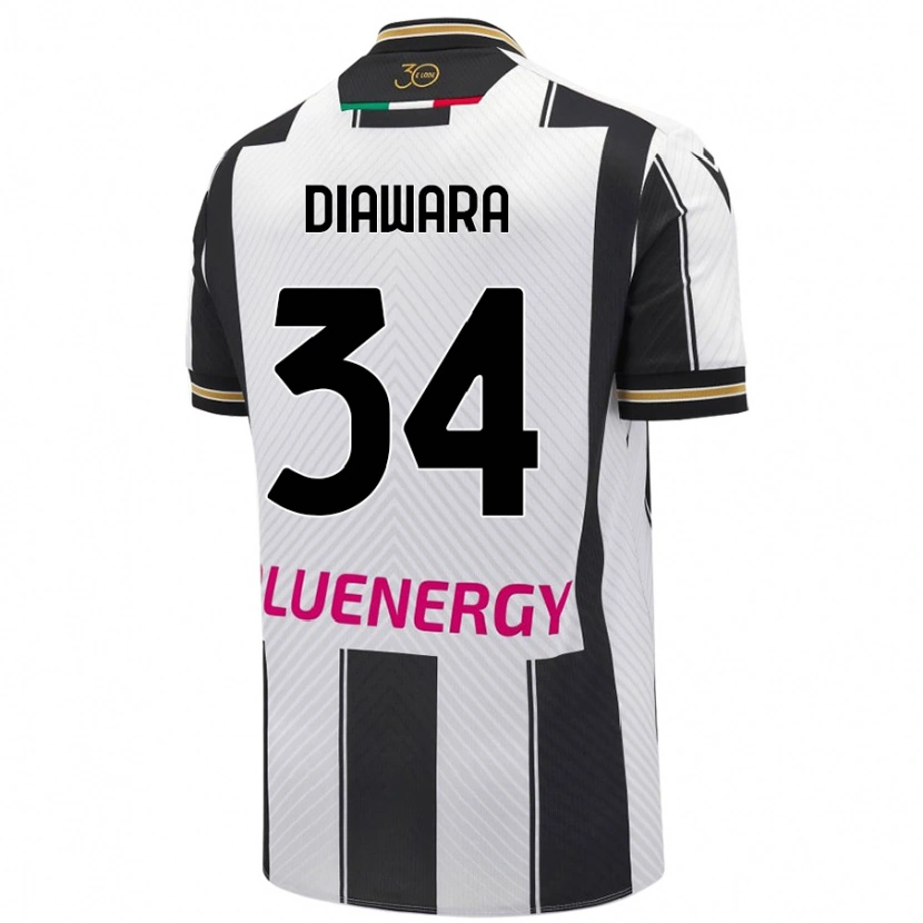 Danxen Niño Camiseta Sekou Diawara #34 Blanco Negro 1ª Equipación 2024/25 La Camisa