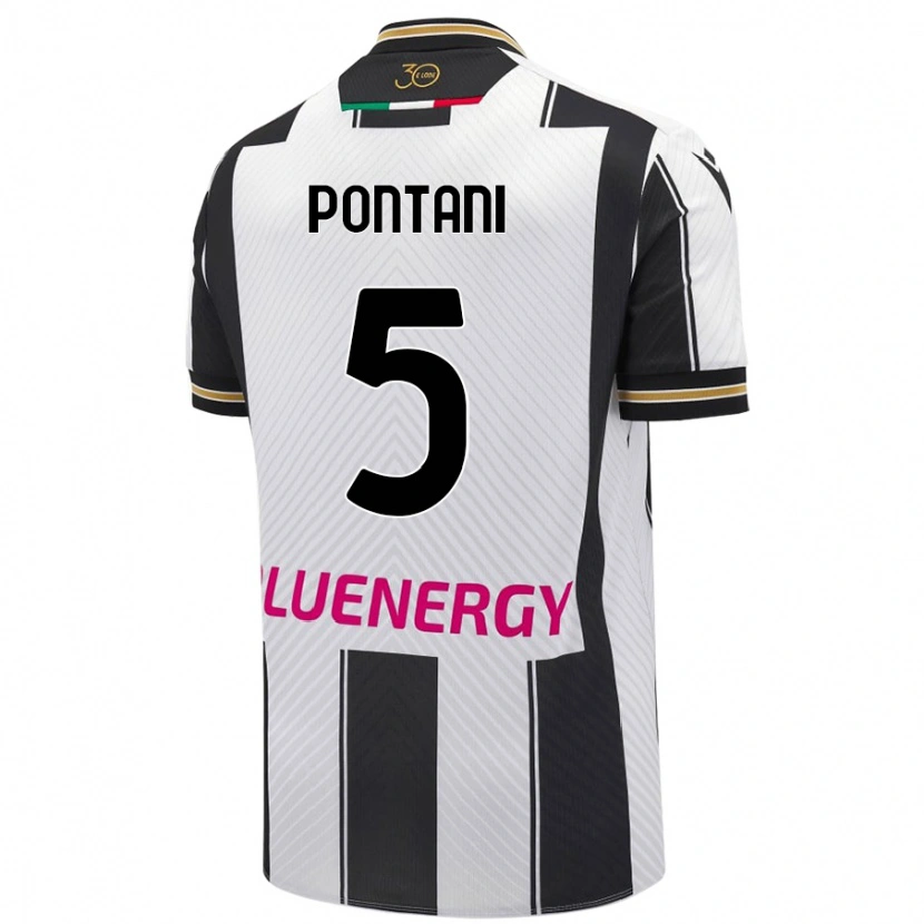 Danxen Niño Camiseta Leonardo Pontani #5 Blanco Negro 1ª Equipación 2024/25 La Camisa