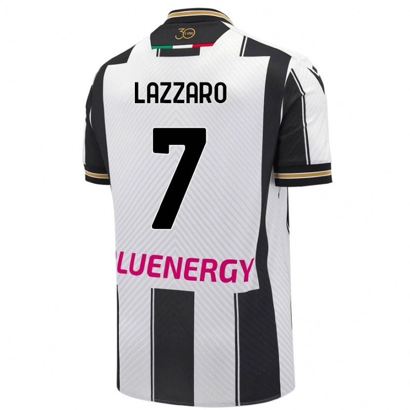 Danxen Niño Camiseta Davide Lazzaro #7 Blanco Negro 1ª Equipación 2024/25 La Camisa