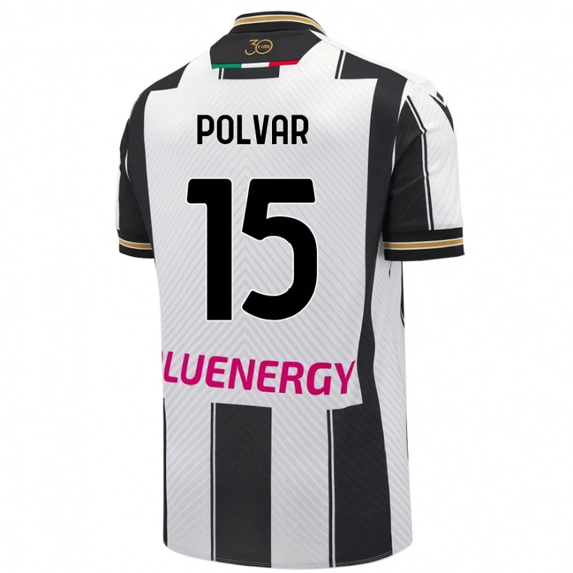 Danxen Niño Camiseta Francesco Polvar #15 Blanco Negro 1ª Equipación 2024/25 La Camisa