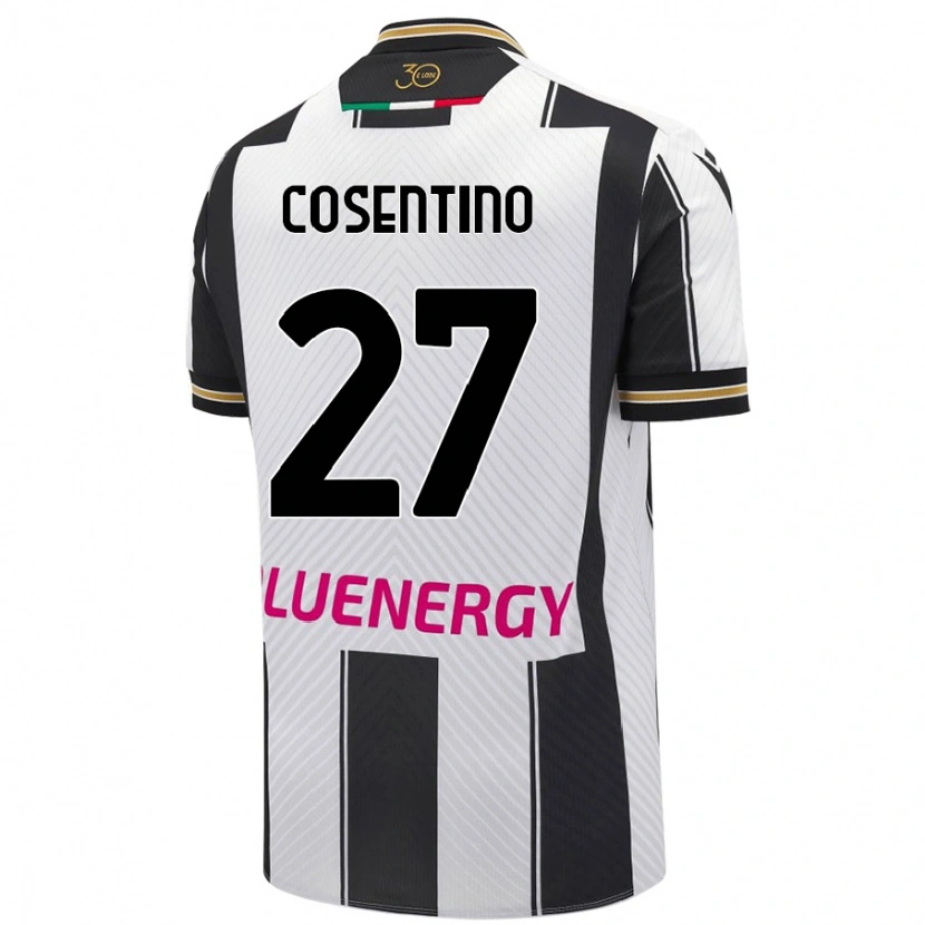 Danxen Niño Camiseta Sergio Cosentino #27 Blanco Negro 1ª Equipación 2024/25 La Camisa