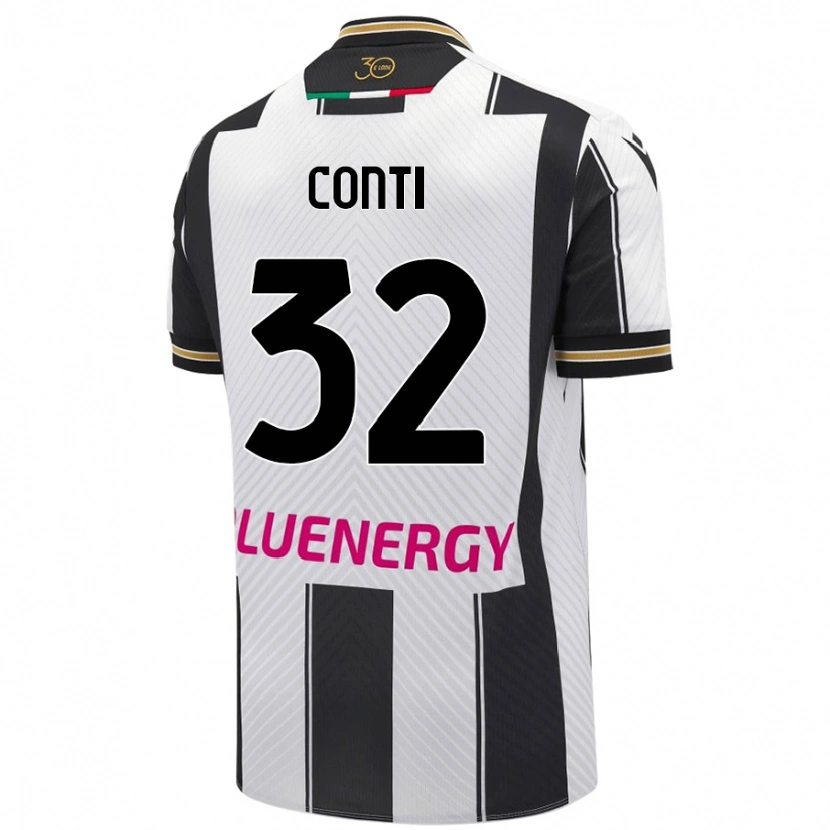 Danxen Niño Camiseta Manuel Conti #32 Blanco Negro 1ª Equipación 2024/25 La Camisa