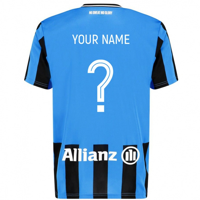 Danxen Niño Camiseta Su Nombre #0 Azul Cielo Negro 1ª Equipación 2024/25 La Camisa