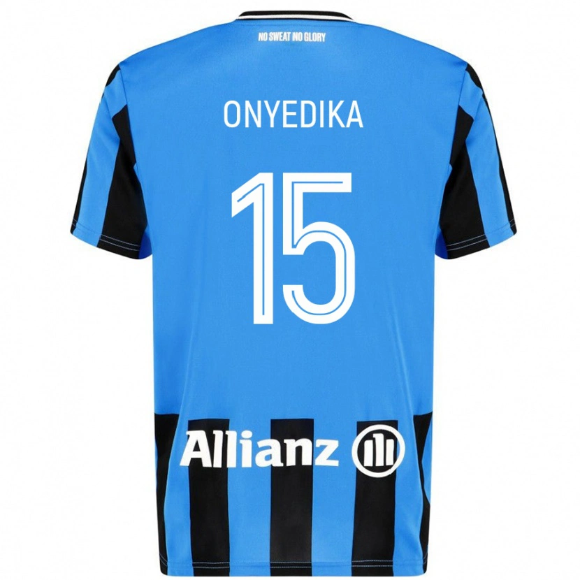 Danxen Niño Camiseta Raphael Onyedika #15 Azul Cielo Negro 1ª Equipación 2024/25 La Camisa