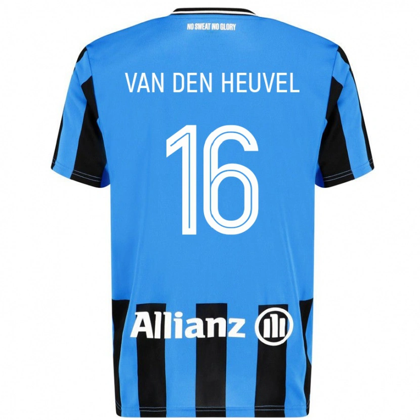 Danxen Niño Camiseta Dani Van Den Heuvel #16 Azul Cielo Negro 1ª Equipación 2024/25 La Camisa